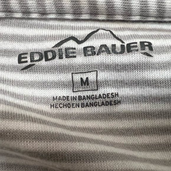 EDDIE BAUER GREY AND WHITE LONG SLEEVE V-NECK LADIES T-SHIRT - Picture 4 of 4